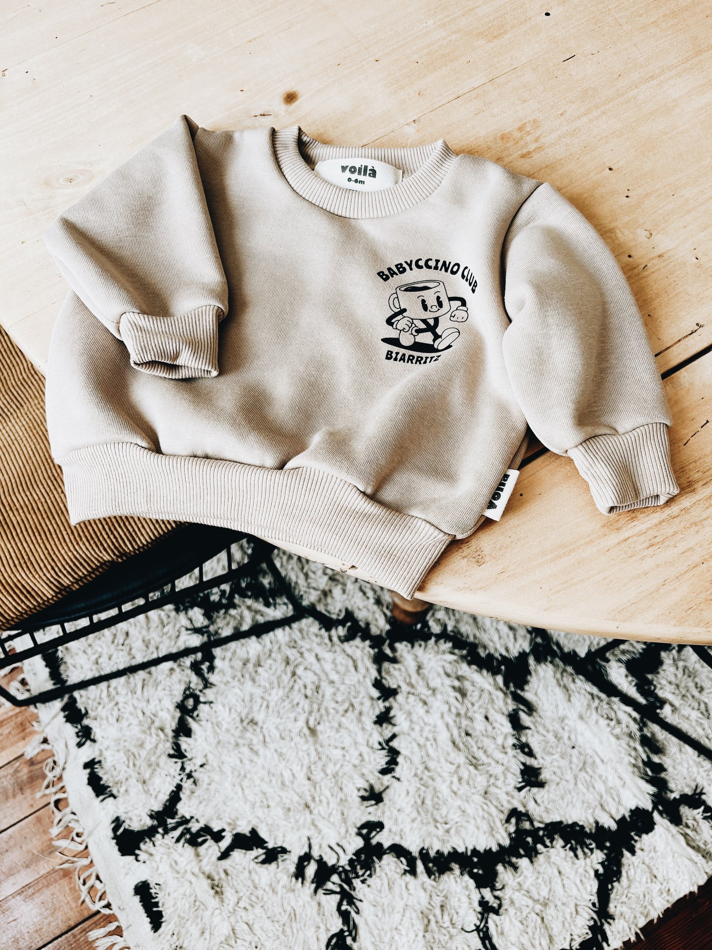 Sweat Beige Foncé "Babyccino club" À Personnaliser