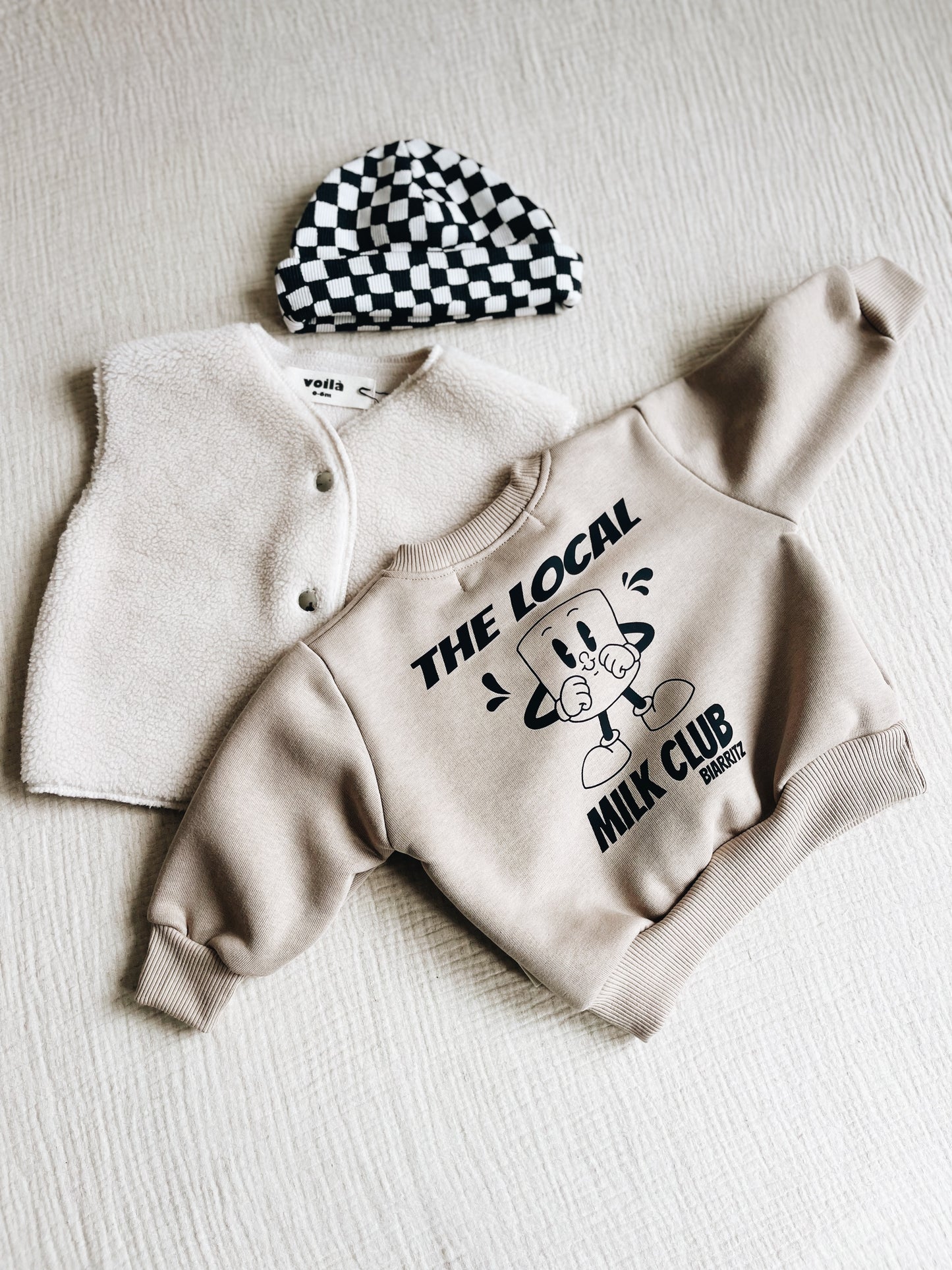 Sweat Beige Foncé  "The Local Milk Club" À Personnaliser