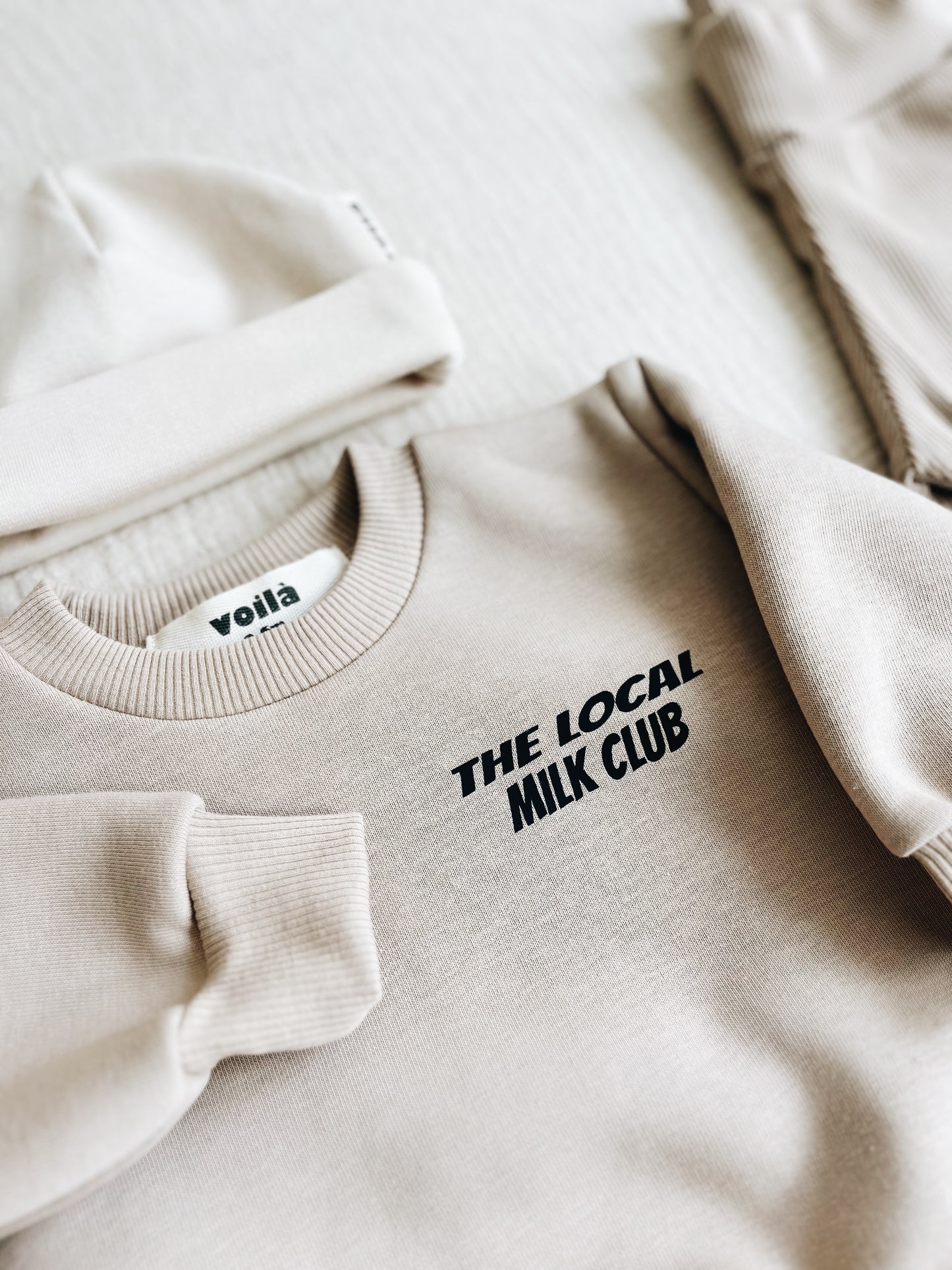 Sweat Beige Foncé  "The Local Milk Club" À Personnaliser