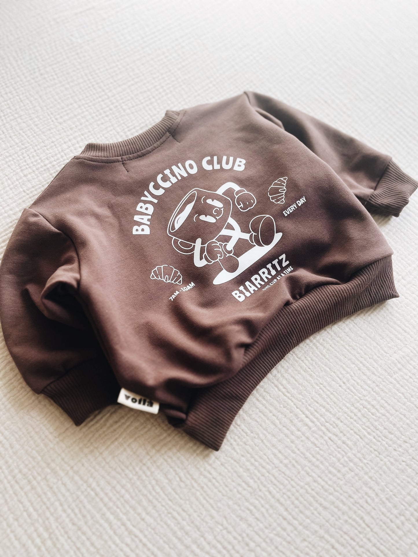 Sweat Chocolat Noir  "Cappucino club" À Personnaliser