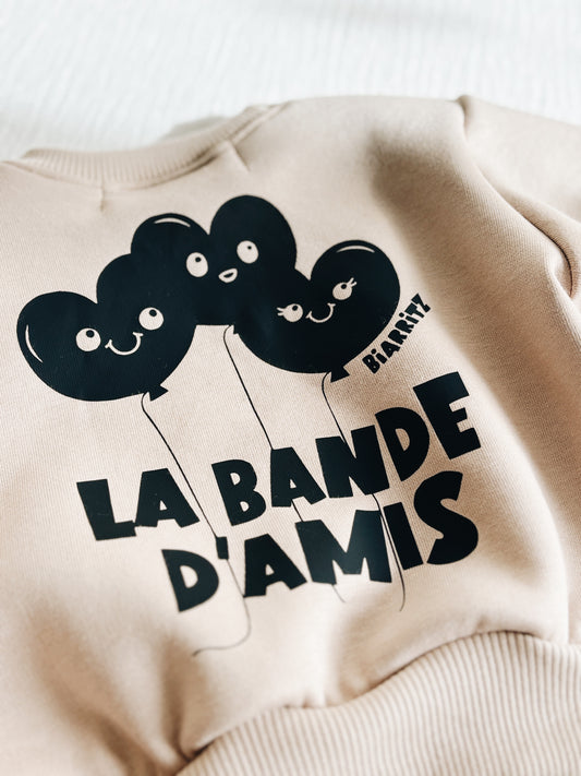 Sweat Beige Foncé "La bande d´amis" À Personnaliser