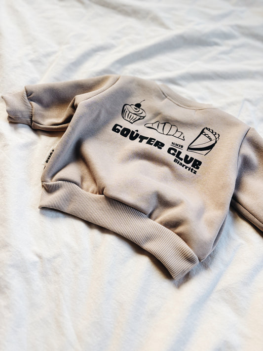 Sweat Beige Foncé "Goûter club" À Personnaliser